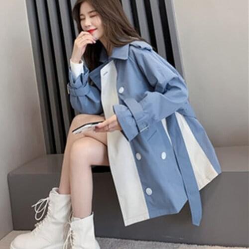 Temperament Goddess Fan Trench Coat 2020 New Spring Autumn Korean Fashion All-Match Mid-Length Casual Windbreaker Coats Female