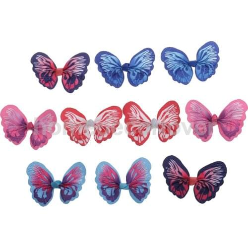 10x Butterfly Design Fabric Bow Embellishment for DIY Hair Accessories Decoration