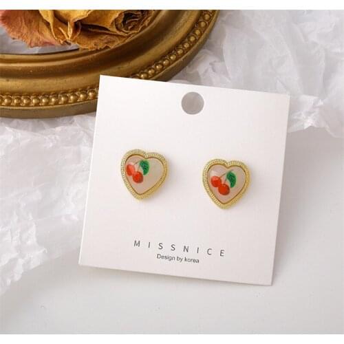 2021 New Fashion Sen Cherry Girl Love Earrings 2021 New Trend Simple Vintage Retro Earrings Ins French