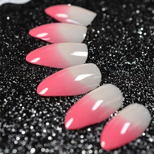 Fashion Peach Red Acrylic False Nail Stiletto Nails Pointed Top French Nails Tips Full Cover Nail Tip 24Pcs