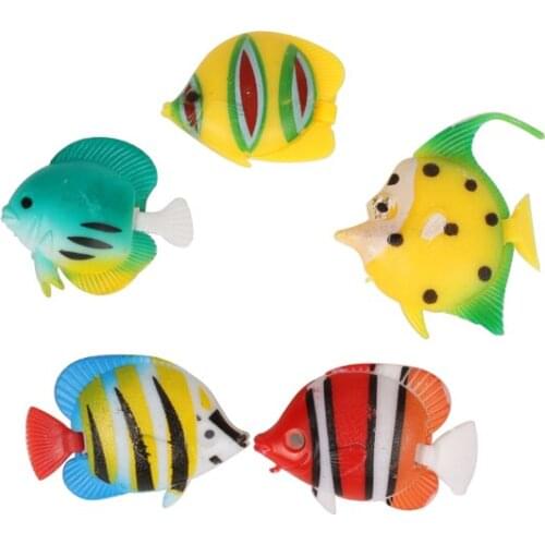 5pcs Colourful Assorted Artificial Plastic Aquarium Tropical Fish