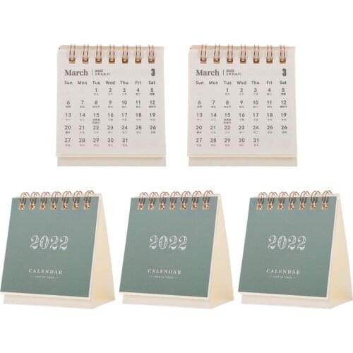 5Pcs Desktop 2022 Calendars Table Paper Calendars Yearly Agenda Planners
