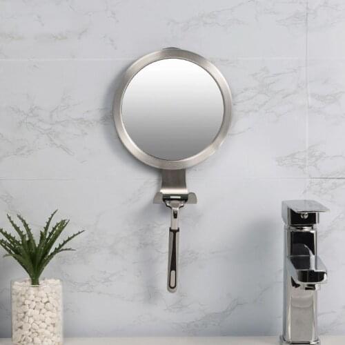 Stainless Steel Anti Fog Shower Mirror Shaving Makeup Mirrors Bathroom Supplies with Suction Cup Hook