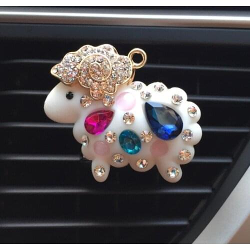 Car Accessory For Girls Cute Diamond Sheep Outlet Vents Clip Solid Car Perfume Auto Decor Fragrance Air Freshener Car Ornaments