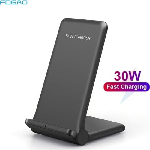 Qi Wireless Charger For iPhone 12 11 XS X XR Type C Fast Charging Stand for Samsung S20 S10 Huawei Mate 40 Pro 30W Phone Charger