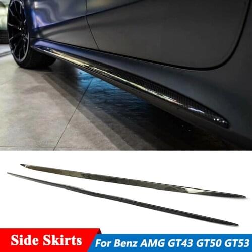 Carbon Fiber Material Side Skirts Trim Extensions For Benz AMG GT43 GT50 GT53 Car Body Kit Tuning