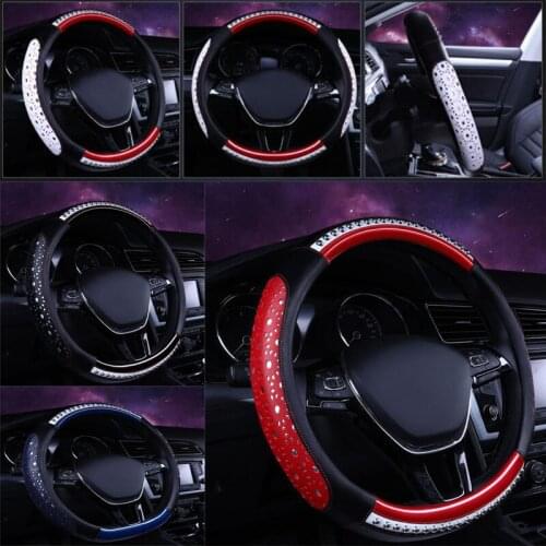 Car Steering Wheel Covers leather Fashion Trend Men And Women Anti-skid Rivet Models D-type Round Set of Four Seasons Universal
