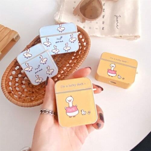 Cute Cartoon Duck Leather Earphone Case for Apple Airpods 1 2 Shockproof Anti-fall Headphone Cover for Airpods Pro