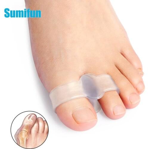 2Pcs Silicone Gel Two Hole Thumb Valgus Corrrctor Toe Separator Spacers Foot Finger Protector Orthopedic Pedicure Foot Care Tool