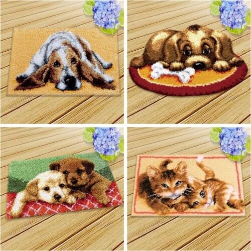 Embroidery Carpet Foamiran For Needlework Latch Hook Rug Kits Diy Knoopkussen Dieren Latch Hook Tapijt Kussen Knooppakket Tapijt