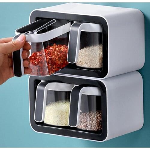 Kitchen Seasoning Racks Salt Shaker Seasoning Box Wall Hanging Seasoning Box Household Seasoning Jar Storage Box