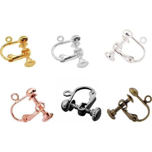 SEA MEW 50 PCS 14*17mm Metal Copper Ear Clip Base Setting 7 Colors Plated DIY Earrings Setting For Jewelry Making