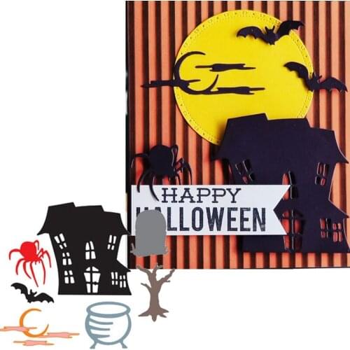 Halloween Scene Metal Cutting Dies Halloween House&Animals Die Cuts For Card Making DIY Scrapbooking Crafts Cards 2020