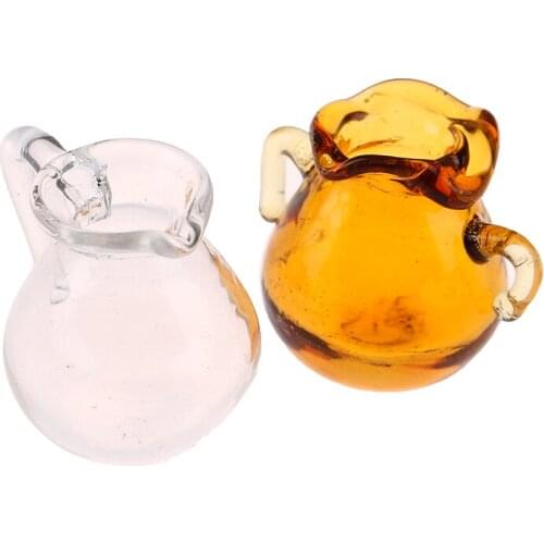 Mini 1/12 Dollhouse Miniature Accessories Glass Fruit Juice Pot Simulation Kettle Model Toys for Doll House Decoration