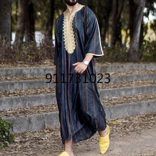 Men Muslim Sets Abaya Ramadan Robe Applique Jubba Thobe Kaftan Long Saudi Middle East Dress Caftan Dubai Abaya Islamic Clothing