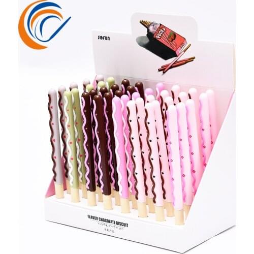 Cat Paw Chocolate Biscuit Pen 40pcs Per set Plastic Pen Cute Stationery Gift for Kids Wholesale Watermelon Pen