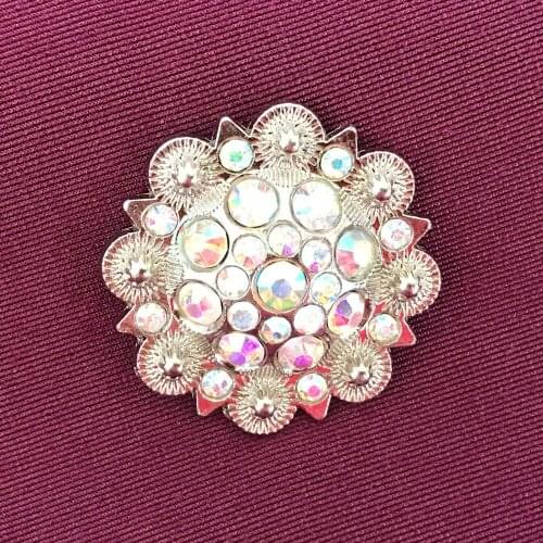 Silver Plated Anchor Belt Concho Screw Back Rhinestone Concho Leathercraft Belt DIY Hardware Crystal Petal Belt Lace Accessories