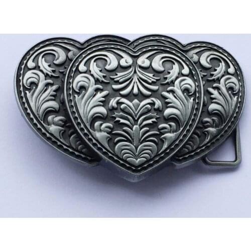 Women Metal Double Heart design Belt Buckle For 4cm Widet Belt Women accessories