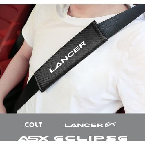 Car Seat Safety Belt Cover Shoulder Pad Sleeve For Mitsubishi Ralliart Lancer EX ASX Outlander Auto Emblem Logo Case Accessories