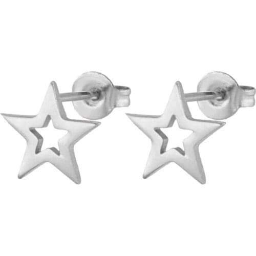 New Fashion Brincos Oorbellen Bijoux Stainless Steel Hollow Five-pointed Star Stud Earrings For Girls Minimalist Jewelry Gifts