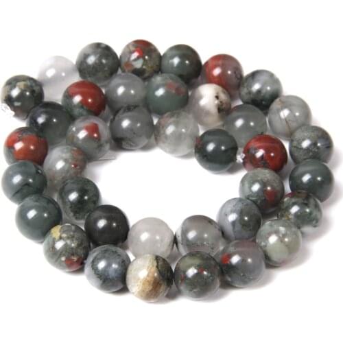 Gray Red smooth round Natural African Bloodstone stone Beads Accessories loose gem stone beads For Jewelry Making women men diy