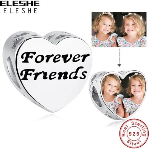 Personalized Custom Photo 100% 925 Sterling Silver Bead Heart-Shaped Love Charms Fit Luxury Brand Bracelet Women DIY Jewelry