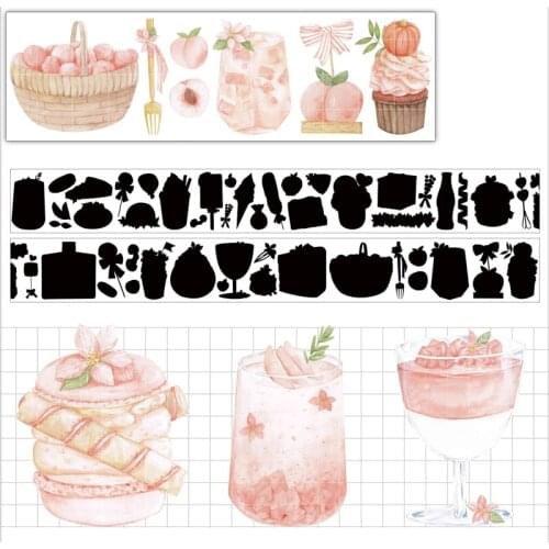 Sweet Peach Washi Tape Pastel Cake Fruit Material Pet Journal Collage Decoration 2m