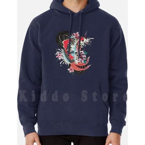 Koi. hoodies long sleeve Koi Carp Japanese Tattoo Colors Fish Lotus Flower Cherry Tree Sakura Jap