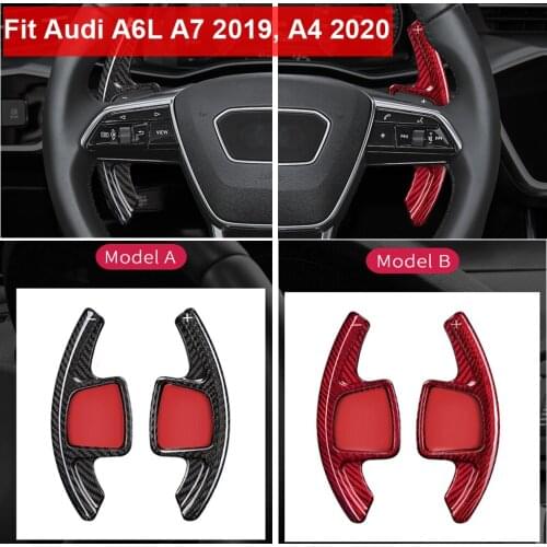 Car Styling Real Carbon Fiber Steering Wheel Shifter Paddle Extenesion For Audi A4 2020 A6L A7 2019 Interior Mouldings Black Red