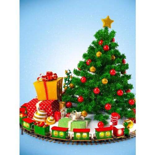 VinylBDS christmas backdrops photography The train tree candy 5x7ft(1.5x2.2m) fond de studio de photographie ZJ