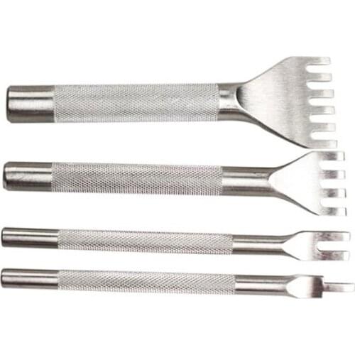 1/2/4/6Prong/full set 5 types Leather Craft Stitching Punch Tool Kit DIY Diamond Lacing Stitching Chisel Set With Strong texture