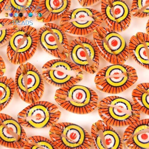 10-20mm Natural Red Eyes Orange Red Seashell Cowrie Conch Loose Spacer Beads Beach For Jewelry Making Sea Shells Bracelet 10Pcs