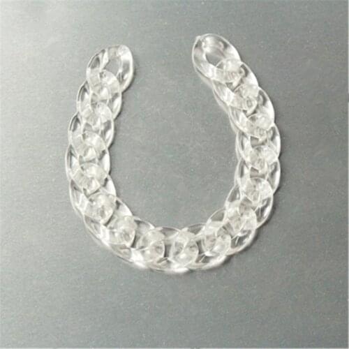 100pcs Transparent Tiny Acrylic Curb Chain Links, Clear White Plastic Curb Chain Links, Open Link per Size 16mmx11.5mm