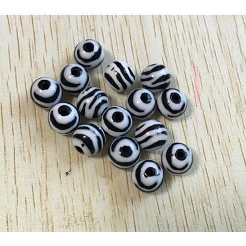 12mm/16mm/20mm (Choose size) Round Acrylic Round Zebra Strips Beads,Chunky Acrylic Beads for Necklace Jewelry