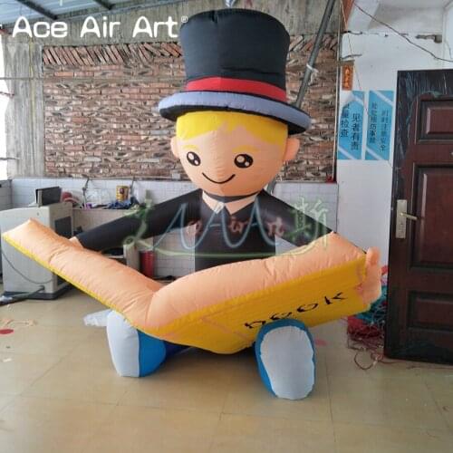 2.3 m tall Portable Library encourage reading inflatables Cartoon Reading Book for event decoration