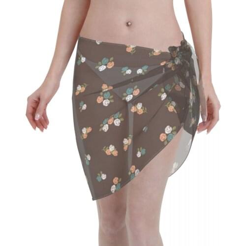 2021 Beach Bikini Cover Ups Wrap Skirt Vintage Floral Women Bathing Suit Sexy Swimsuit Beachwear