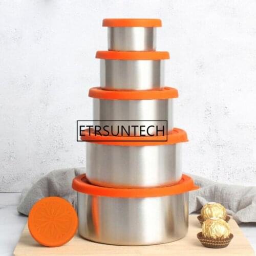 50pcs Round 304 Stainless Steel Lunch Box with Silicone Cover Leak-Proof Food Container Bento Box Keep Fresh