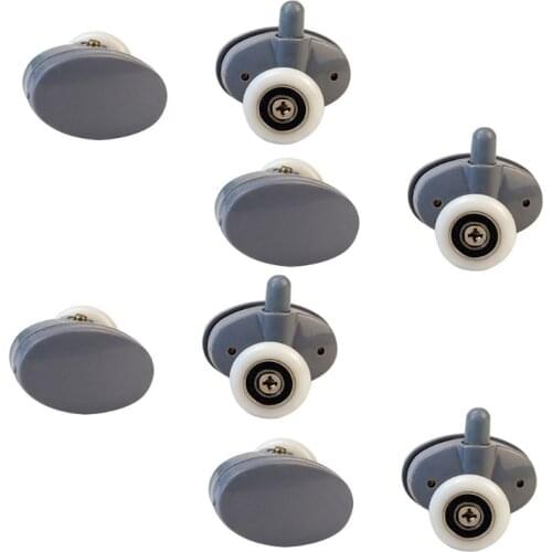 8Pcs/Set Adjustable Shower Room Cabins Pulley Bathroom Roller Sliding Door Wheel G32A