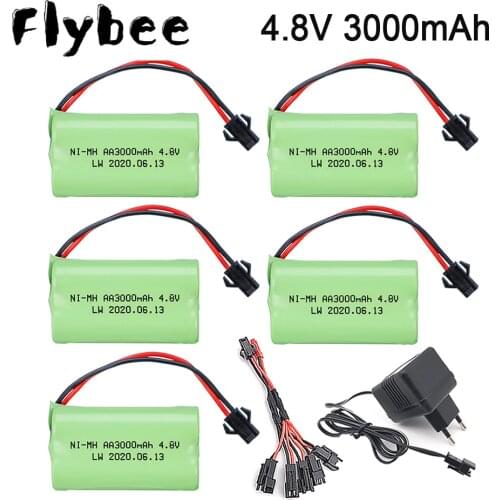 4.8v 3000mah RC Car Toys Battery With Charger 4.8v NiMH Rechargeable Battery Pack For Rc toys Cars RC Tanks RC Robots Boats Guns