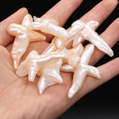Natural Freshwater Pearl Beads For DIY Jewelry Making Necklaces Bracelets Earrings White/Orange Baroque Cross 20x40-30x45mm
