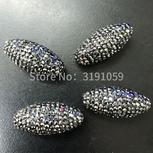 Black oval rhinestone beads in the European and American fashion style DIY jewelry handmade gifts