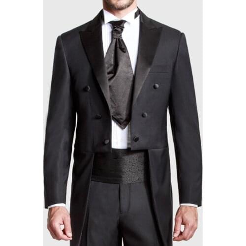 Black Dinner Prom Groom Tuxedos Mens 2020 Wedding Suits Custom Made Slim Fit Business Male Suit 2 Piece Set (Jacket+Pants)