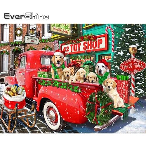Evershine Diamond Embroidery Dog Animal Diamond Painting Car New Arrival Full Square Round Rhinestone Picture Christmas Gift