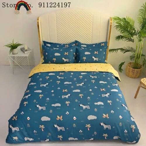 Forest Story Duvet Cover For Children 140*210 Home Textile Comforter Bedding Set Cartoon Printing Luxury 3pcs Zebra Quilt Cover