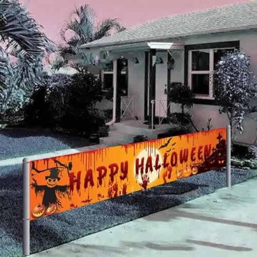 Halloween Banner Pull Flag Decor Happy Halloween Party Banner Hanging Background Decoration Backdrop for Outdoor