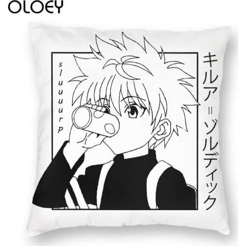 Kawaii Hunter X Hunter Killua Zoldyck Square Pillow Case Polyester Decorative Pillow HXH Anime Manga Novelty Cushion Covers