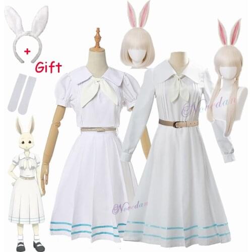 Anime Beastars Haru Cosplay Costume Uniform White Rabbit Animal Cute Kawaii Dress And Wig For Women Girls
