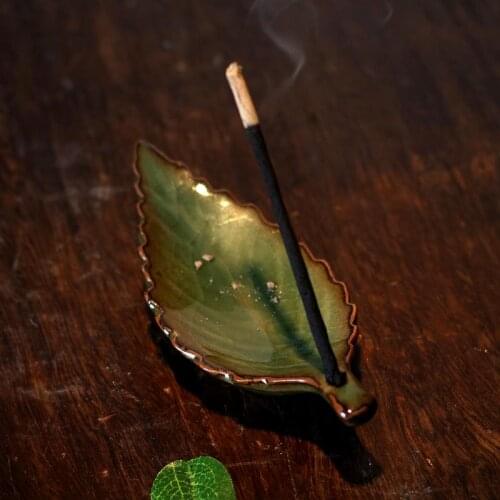 Longquan celadon creative leaves censer ceramic incense inserted joss stick wingceltis aromatherapy censer furnishing articles