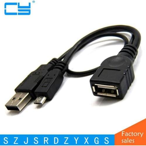 Micro USB 5 Pin Male to USB Female Host OTG Cable with USB Y Splitter Power Cable
