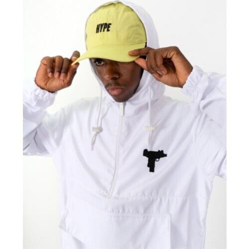 Male White Street Style Uzi Half Zip Jacket Raincoat Nf0314by